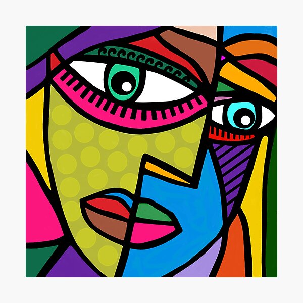 Item preview, Funky Abstract Art Face with Dots and Stripes designed and sold by jantulov.