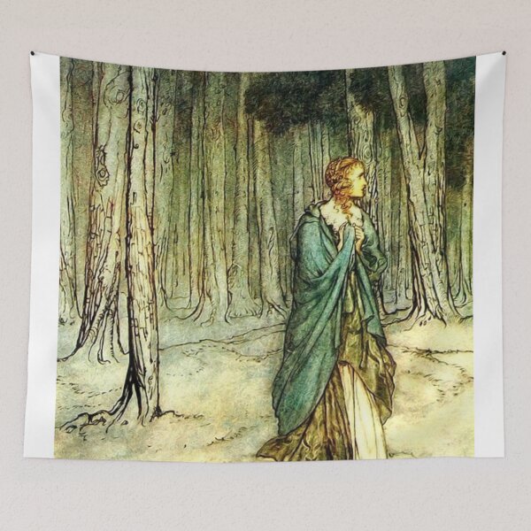 Item preview, Girl in Forest Vintage Book Illustration by Authur Rackham designed and sold by Bellathewilde.
