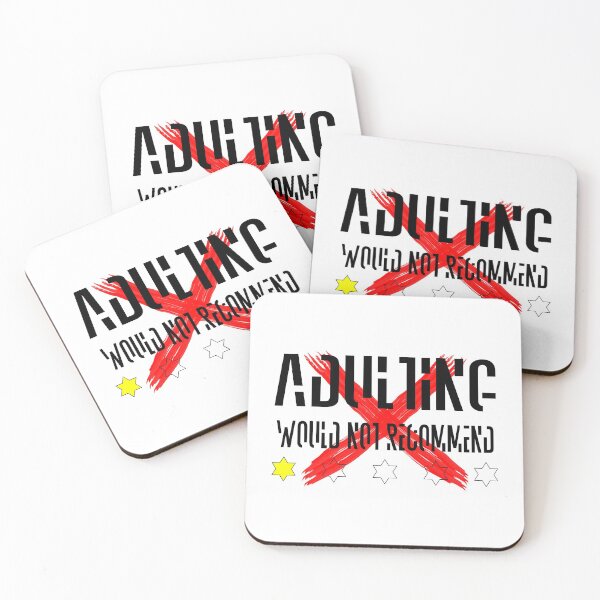 Item preview, Adulting Would Not Recommend Black Word and Red Cross Design designed and sold by Vasabi88.