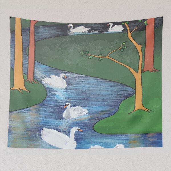 Item preview, A Flock of Seven Swans-A-Swimming Vector Art designed and sold by taiche.