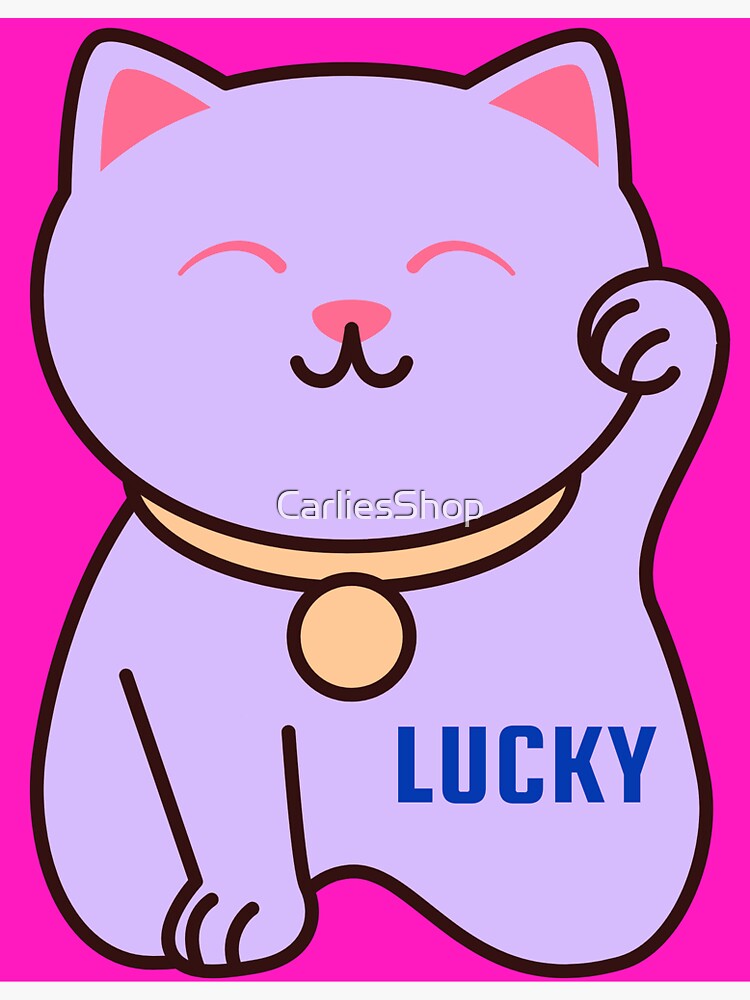 "Purple Good Luck Cat" Sticker for Sale by Redbubble