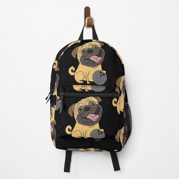 Artikelvorschau, Lustiger Mops Hund Bowling Cartoon entworfen und verkauft von Nature's Fancy.