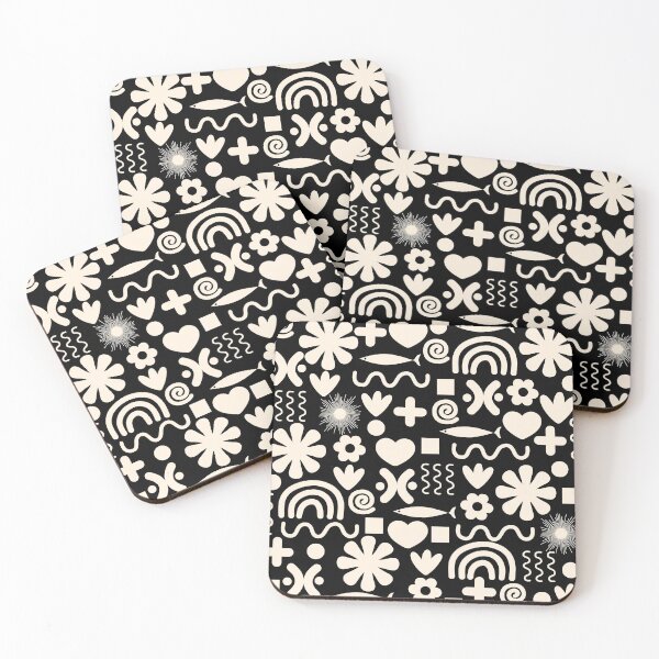 Item preview, Natural Miscellany Pattern in Almond Cream and Black designed and sold by kierkegaard.