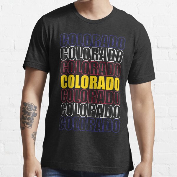 Colorado Text Flag on Black Essential T-Shirt