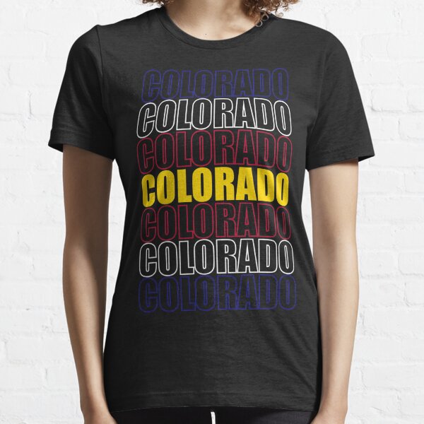 Colorado Text Flag on Black Essential T-Shirt