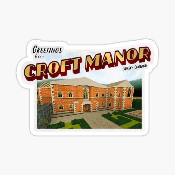 Vista previa del artículo con la obra «Tomb Raider inspirado en 'Greetings from Croft Manor' Vintage / Retro Postcard Weathered Design», diseñado y vendido por Mercy Apparel.