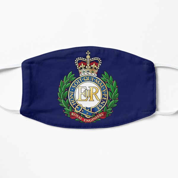 Royal Engineers. Badge. On Navy. Flat Mask
