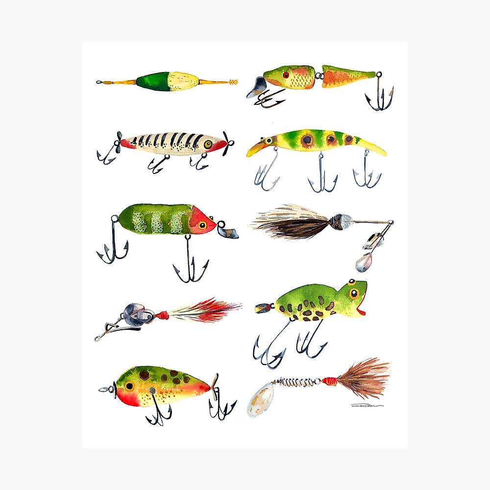 Vintage Fishing Lures Poster for Sale by LIMEZINNIASDES