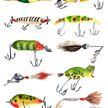Vintage Fishing Lures Sticker for Sale by LIMEZINNIASDES
