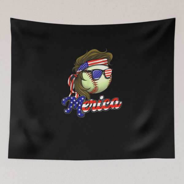 Aperçu de l'œuvre Mens Merica Baseball Mullet - T-shirt drôle Redneck Mullet Pride créée et vendue par spolayastore.