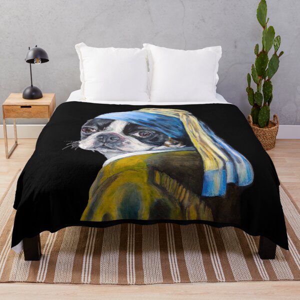 Item preview, Boston Terrier with the Pearl Earring designed and sold by Karma Art Studio.