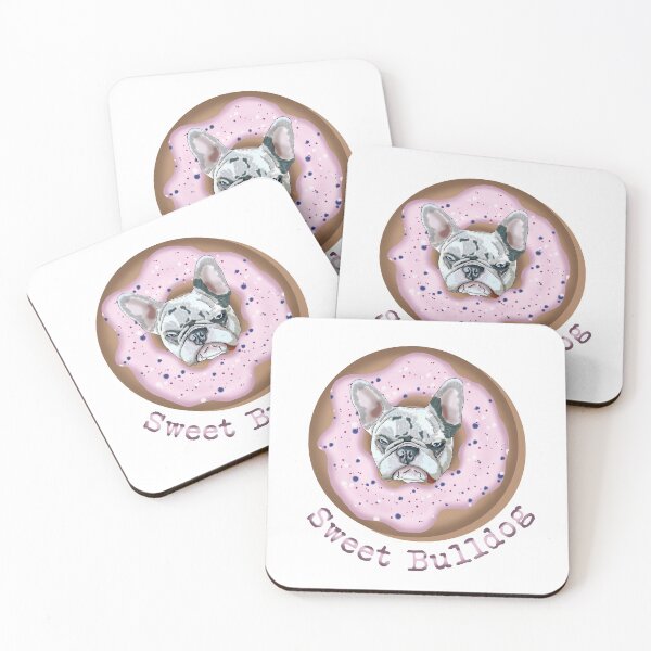 Item preview, Sweet Bulldog and donut with pink glaze designed and sold by KateQR.