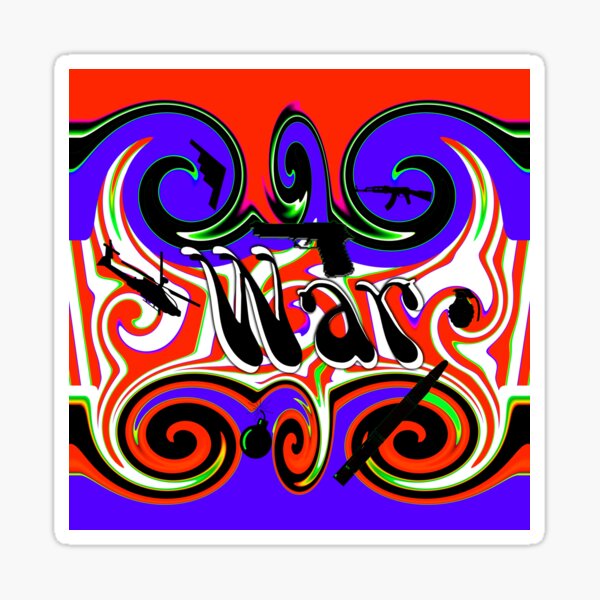 War psychedelic 60s 70s art with war imagery Sticker