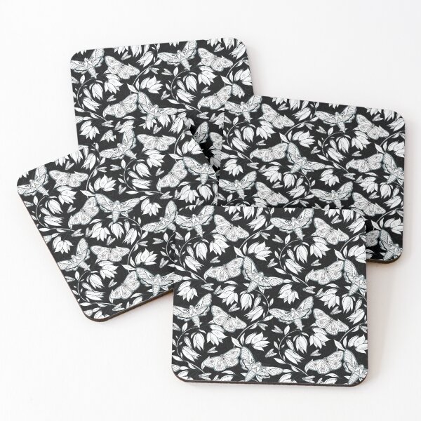 Item preview, Black white butterfly floral leaves pattern designed and sold by Dear-Ashlin.