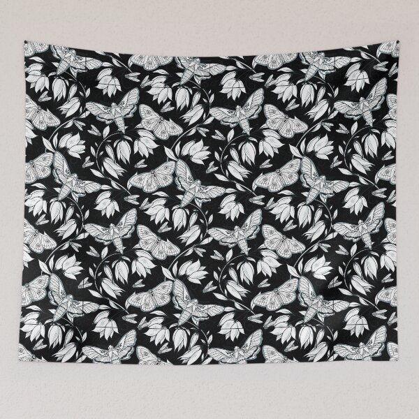 Item preview, Black white butterfly floral leaves pattern designed and sold by Dear-Ashlin.