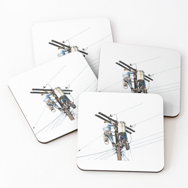 Item preview, Electrical lineman climbing a utility pole designed and sold by EngineersArt.