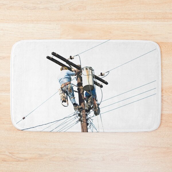 Item preview, Electrical lineman climbing a utility pole designed and sold by EngineersArt.