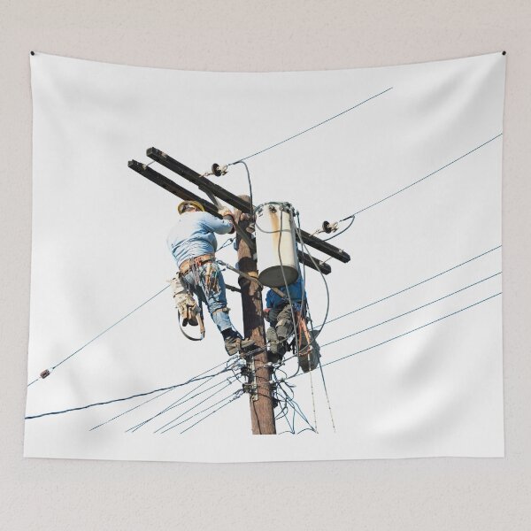 Item preview, Electrical lineman climbing a utility pole designed and sold by EngineersArt.