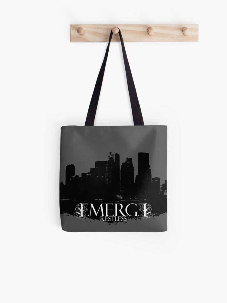 Thumbnail 1 of 2, Tote Bag, Emerge Restless - City Skyline designed and sold by sonicdecoyrecs.