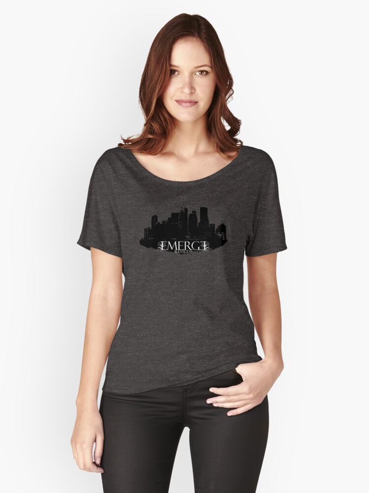 Thumbnail 1 of 3, Relaxed Fit T-Shirt, Emerge Restless - City Skyline designed and sold by sonicdecoyrecs.