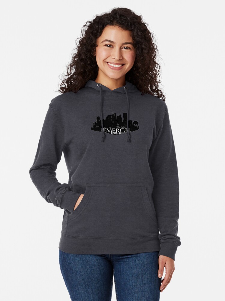 Thumbnail 2 of 5, Lightweight Hoodie, Emerge Restless - City Skyline designed and sold by sonicdecoyrecs.