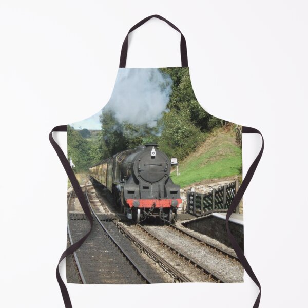 Item preview, An old engine puffs smoke as it pulls a train into a station designed and sold by rayscollection.