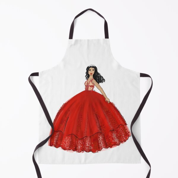 Item preview, Red Ball Gown Quinceañera Dress Fashion Illustration designed and sold by SMillustrations.