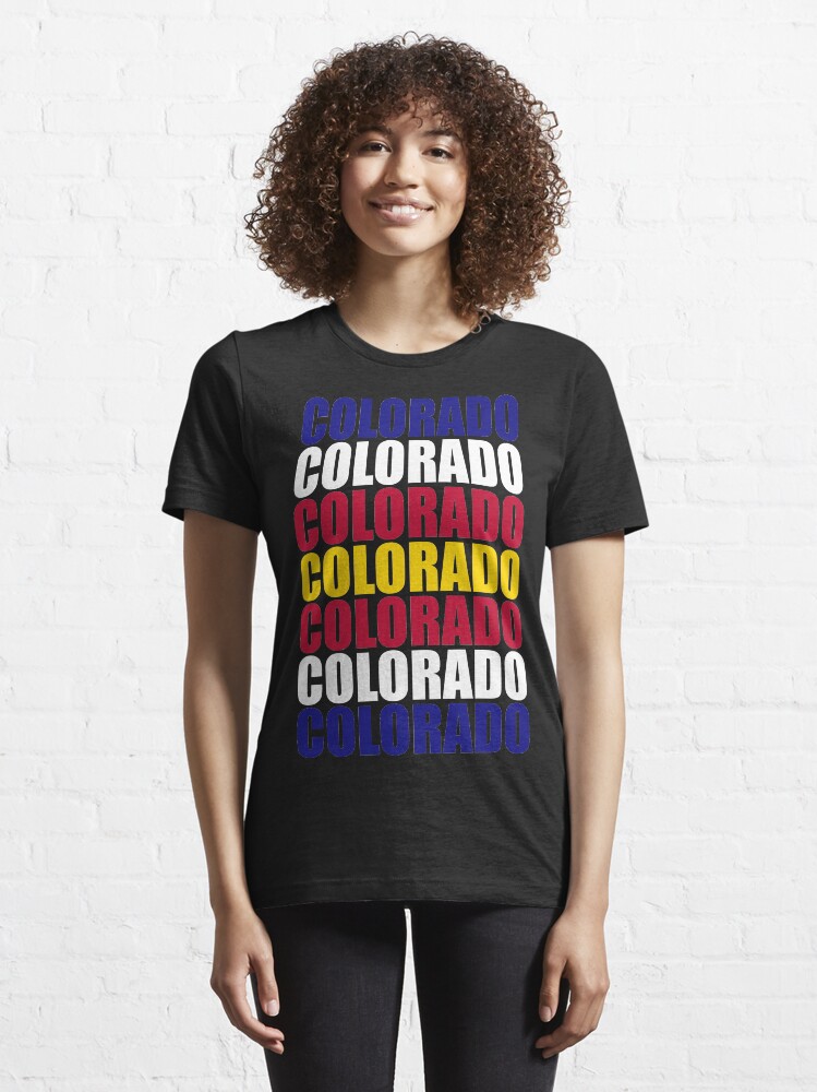 Alternate view of Colorado Text Flag Solid Colors Essential T-Shirt