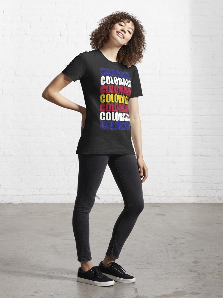 Alternate view of Colorado Text Flag Solid Colors Essential T-Shirt