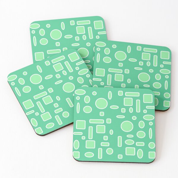 Item preview, All-Over Mint Green Circles, Oblong Shapes, Square Shapes on an Asparagus Green background Design designed and sold by ThisNThatImages.