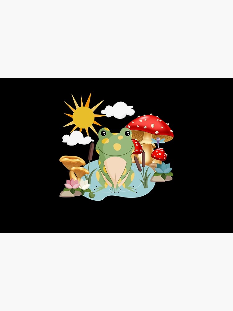 Cottagecore Aesthetic Cute Frog Mushroom Fungi Bath Mat sold by Lwando
