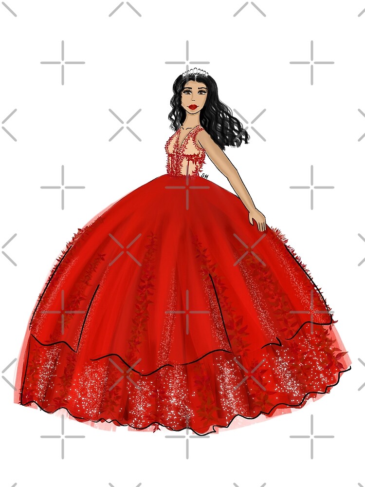 Tarjetas de felicitación «Vestido de fiesta rojo Vestido de quinceañera  Ilustración de moda» de SMillustrations | Redbubble