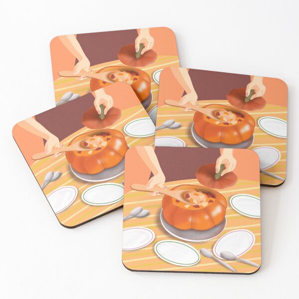 Item preview, Autumn festive family dinner with pumpkin. Digital illustration designed and sold by ElenaMorshinina.