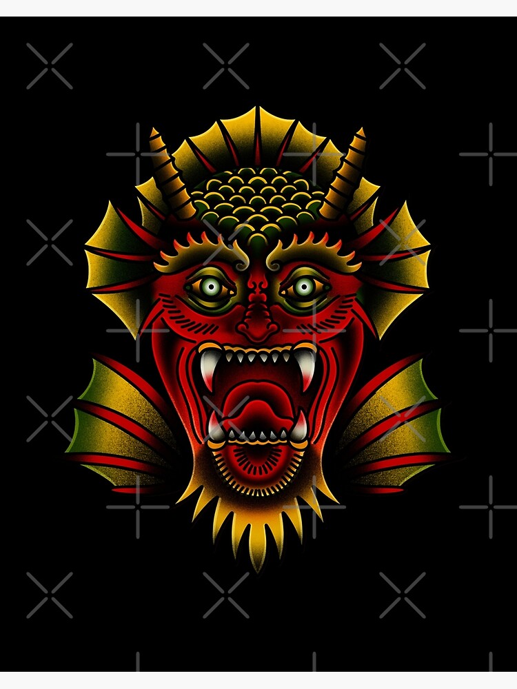 Devil head tattoo design Royalty Free Vector Image