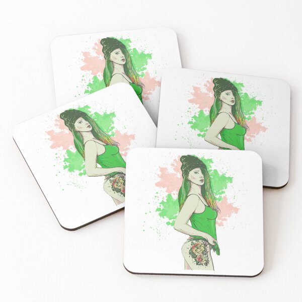Item preview, Sexy Tattoo Girl Green designed and sold by artorno.