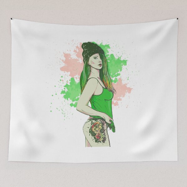 Item preview, Sexy Tattoo Girl Green designed and sold by artorno.