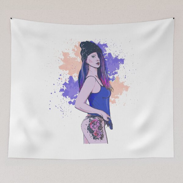 Item preview, Sexy Tattoo Girl Blue designed and sold by artorno.
