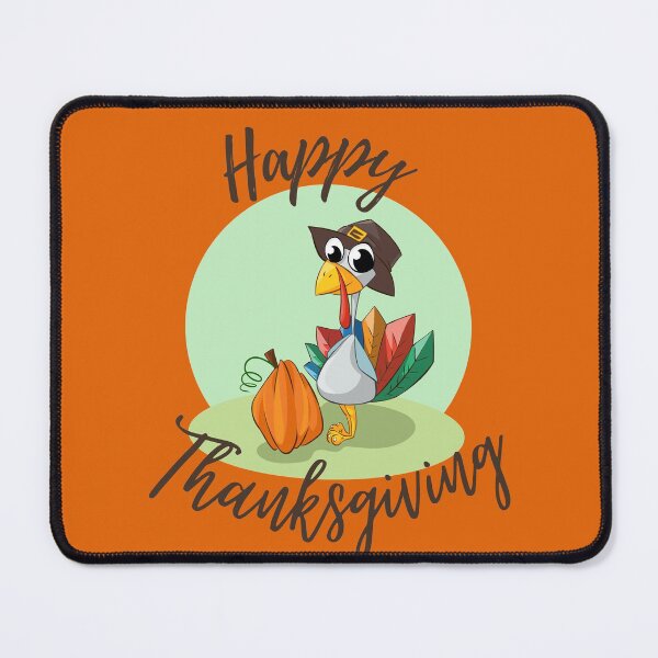Item preview, Happy Thanksgiving - Cute Cartoon Turkey Wearing a Hat and Standing Next to Pumpkin designed and sold by IrinchiDE.