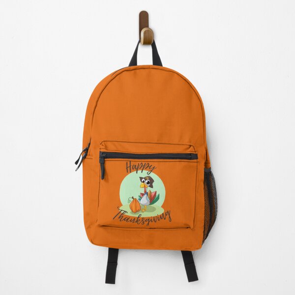 Item preview, Happy Thanksgiving - Cute Cartoon Turkey Wearing a Hat and Standing Next to Pumpkin designed and sold by IrinchiDE.