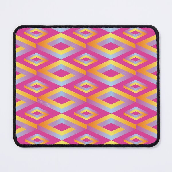 Item preview, PENROSE CUBE V1 Loop Pattern - MULTI-COLOURED #2 on PINK Background (v1 MC#2 on PINK) © designed and sold by DesignsByLawerg.