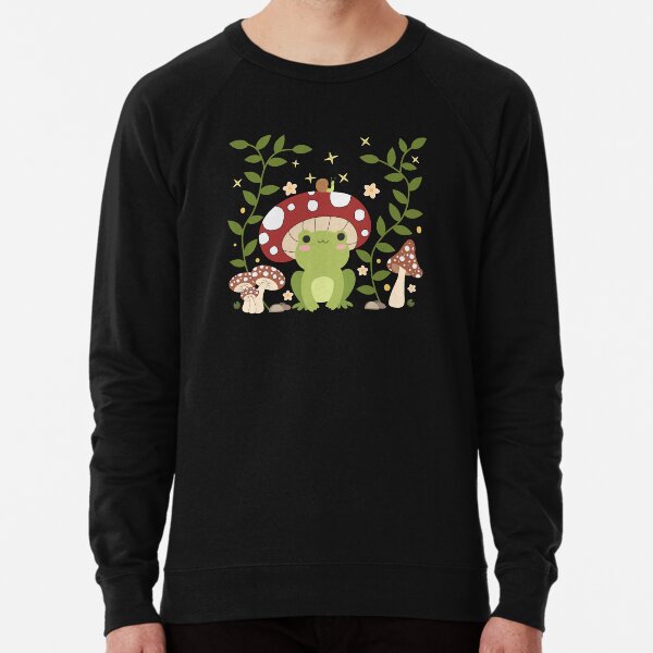 Kawaii Frog Mushroom Hat Cottagecore Aesthetic Lightweight Sweatshirt