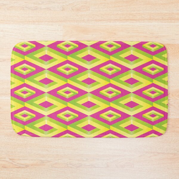 Item preview, PENROSE CUBE V1 Loop Pattern - YELLOW and GREEN on PINK Background (v1 YELLOWGREEN on PINK) © designed and sold by DesignsByLawerg.