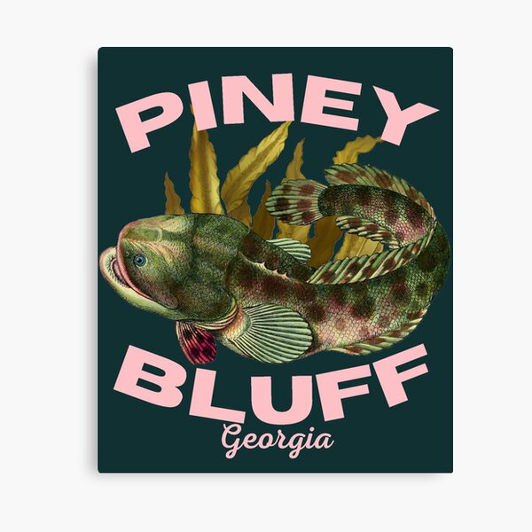 Piney Bluff Georgia, Pink Text- Fishing / Outdoors Canvas Print