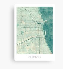 Chicago Map Blue Vintage Canvas Print