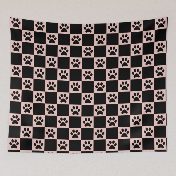 Item preview, Checkered baby Pink and black dog paw print pattern 3 | Cute Gifts for dog mom, dog dad, dog lover and dog owner  designed and sold by Violet Treasures.