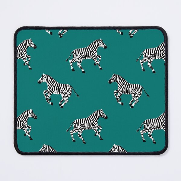 Item preview, Galloping Zebras on Dark Teal designed and sold by latheandquill.