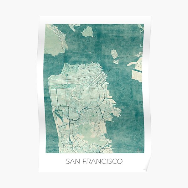San Francisco Mapa Azul Vintage Póster
