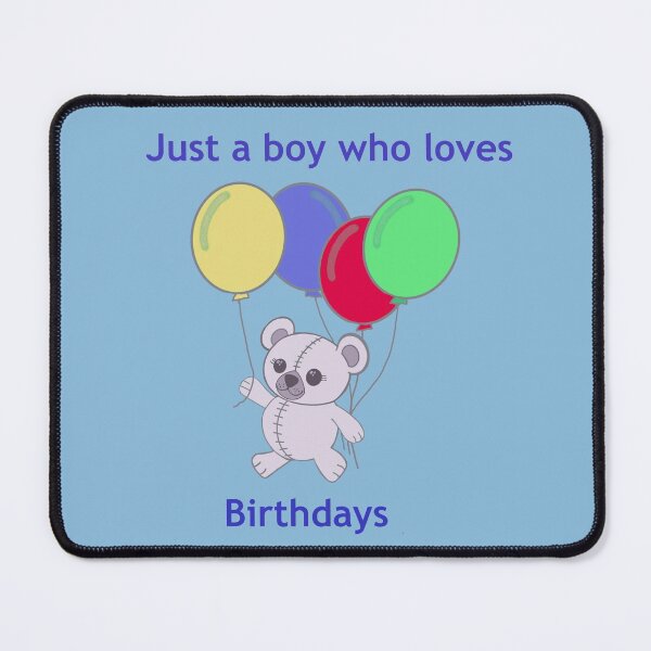 Item preview, Birthday kawaii bear with rainbow balloons on blue designed and sold by QuirkyCraftz.