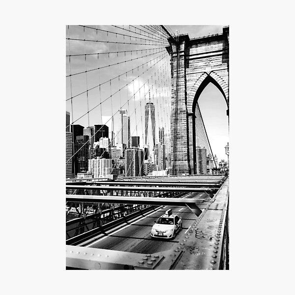 Brooklyn Bridge, New York, Black and White Photographic Print