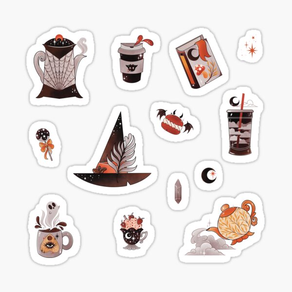 Item preview, Spooky coffee stickers  designed and sold by Texdoodles.